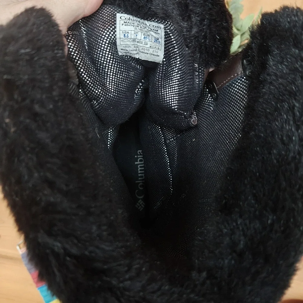 Columbia Omni Heat Waterproof Snow Boots Suede Leather Faux Fur BL1460-287 8.5